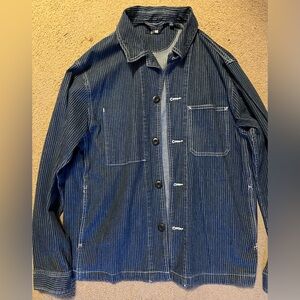 Uniqlo blue pinstripe denim chore jacket